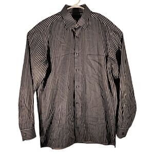 Ermenegildo Zegna dress shirt mens XL XLarge blue striped made in Italy long sl